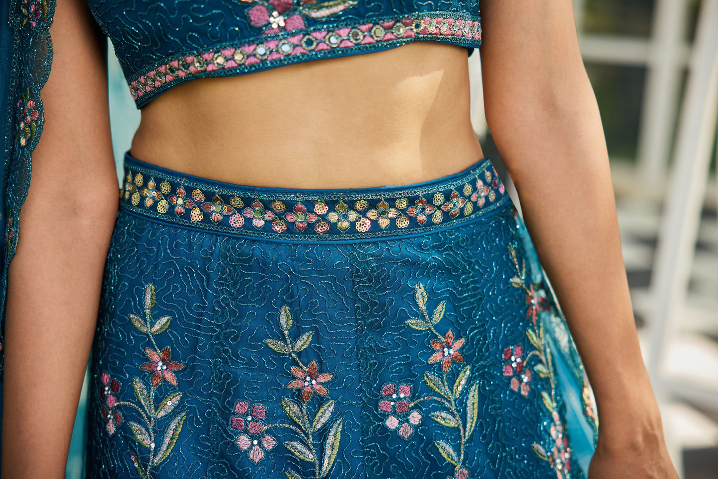 Navy Blue net with Coding & Zarkan embroidery  Lehenga choli & Dupatta