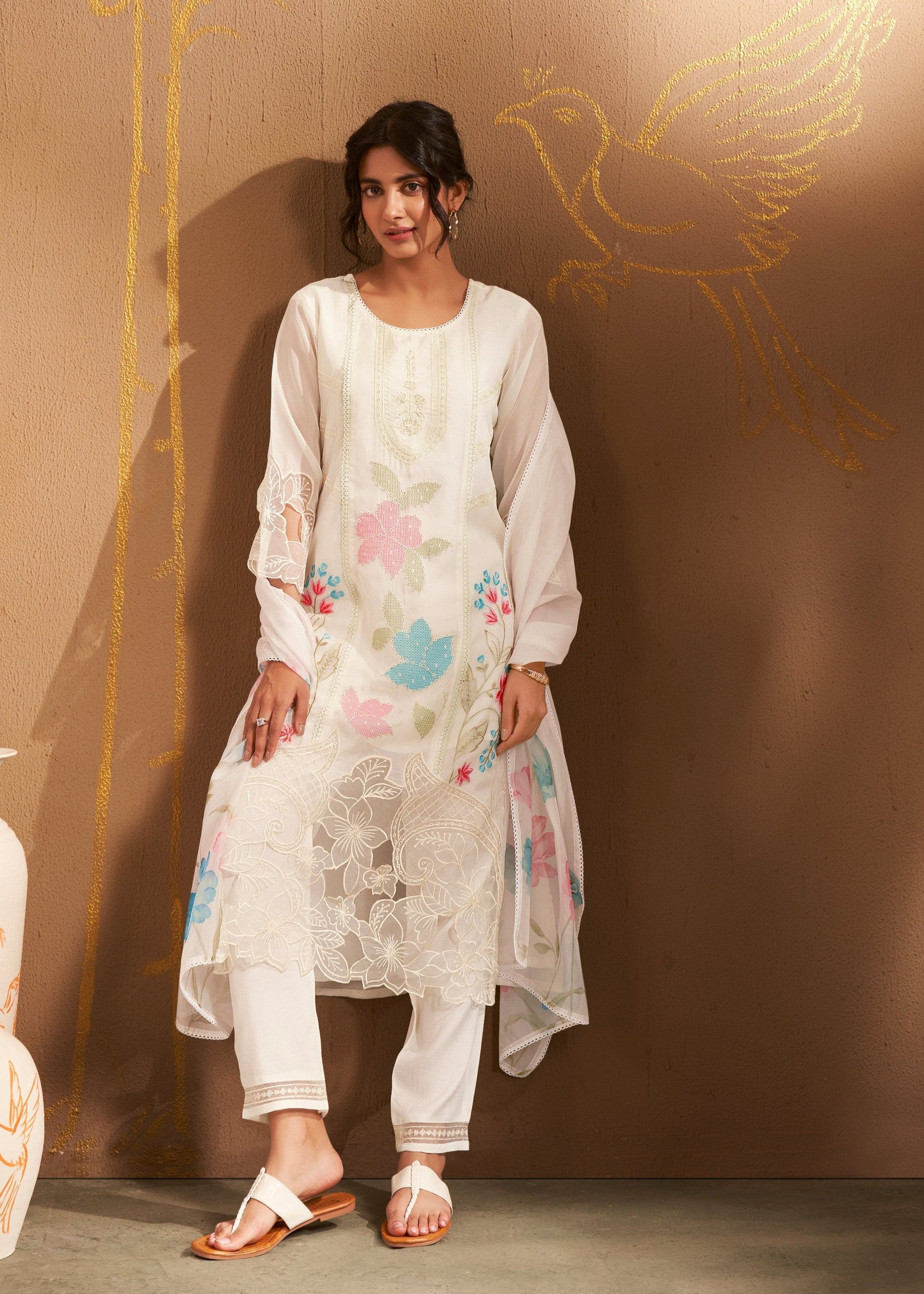Bushra Dove Full Work Suit Set