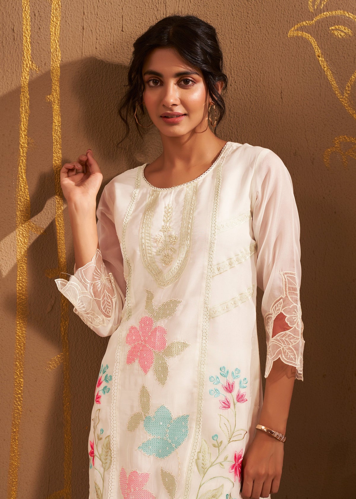 Bushra Dove Full Work Suit Set