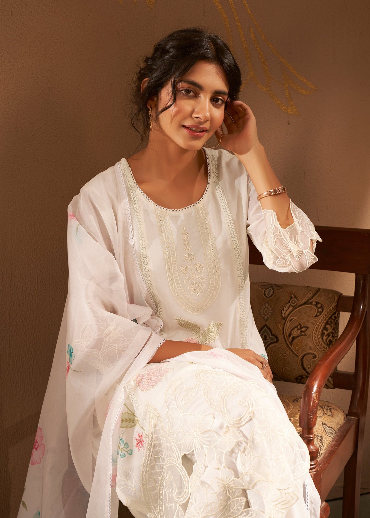 Bushra Dove Full Work Suit Set