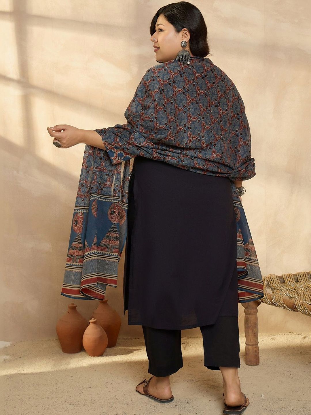 Dhiyona Women's Ethnic Motifs Embroidered Regular Beads and Stones Kurta with Trousers & With Dupatta
