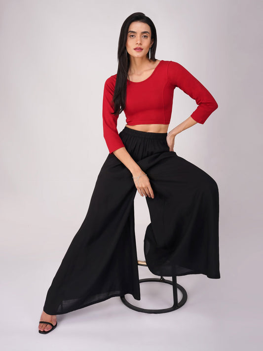 Dhiyona ST Women's ComfortEase 4-Way Stretch Red Long Sleeve Blouse
