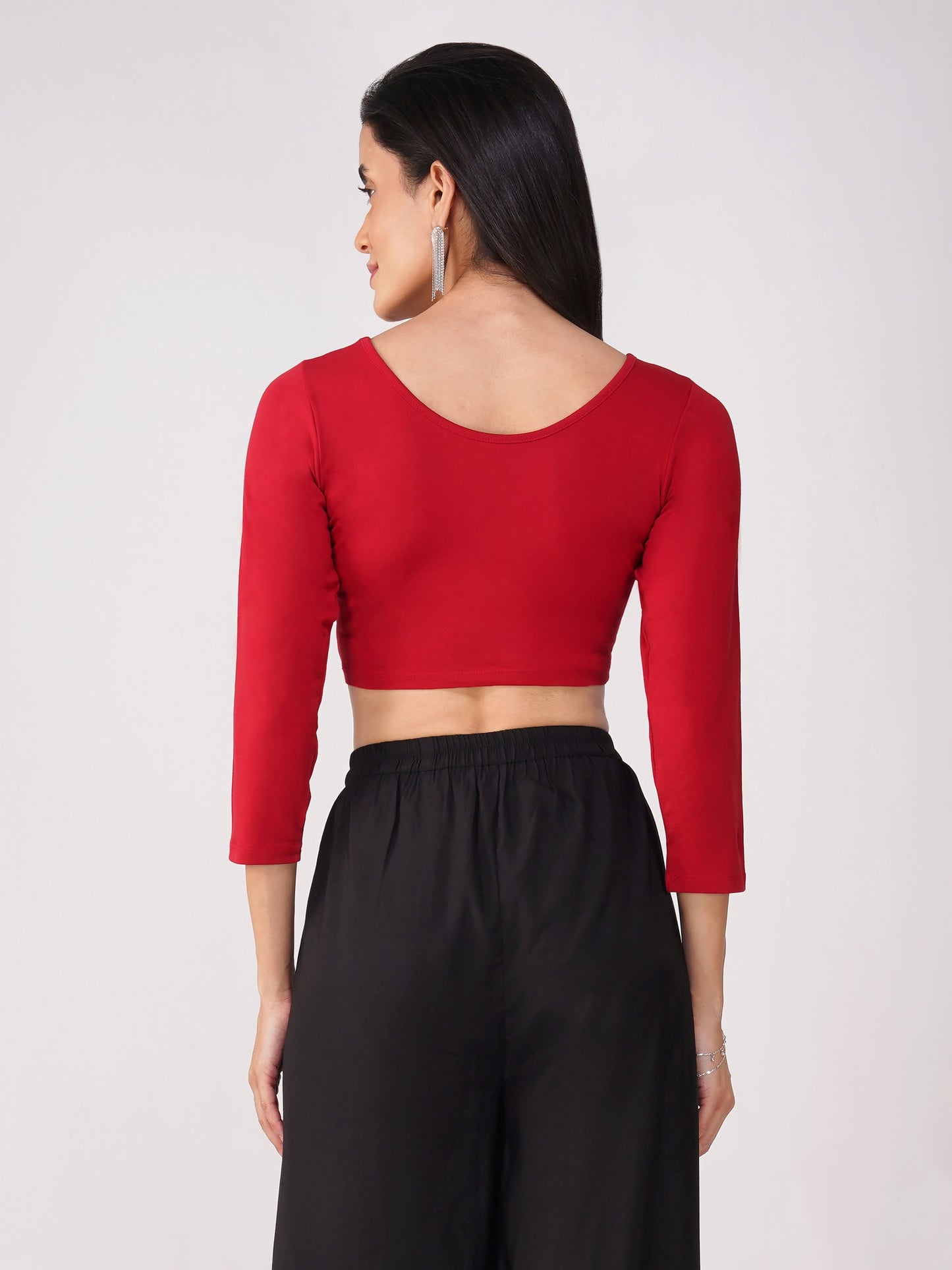 Dhiyona ST Women's ComfortEase 4-Way Stretch Red Long Sleeve Blouse