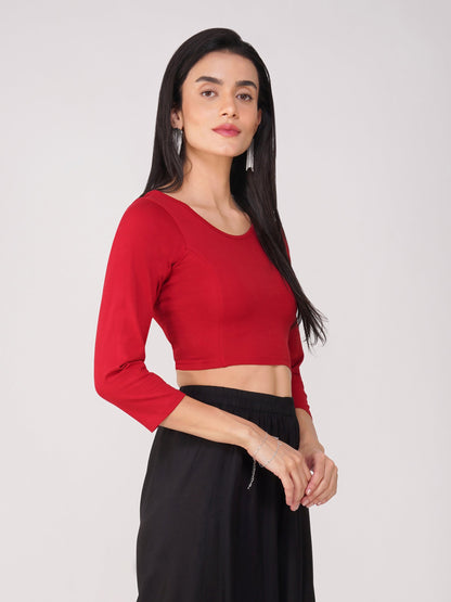 Dhiyona ST Women's ComfortEase 4-Way Stretch Red Long Sleeve Blouse