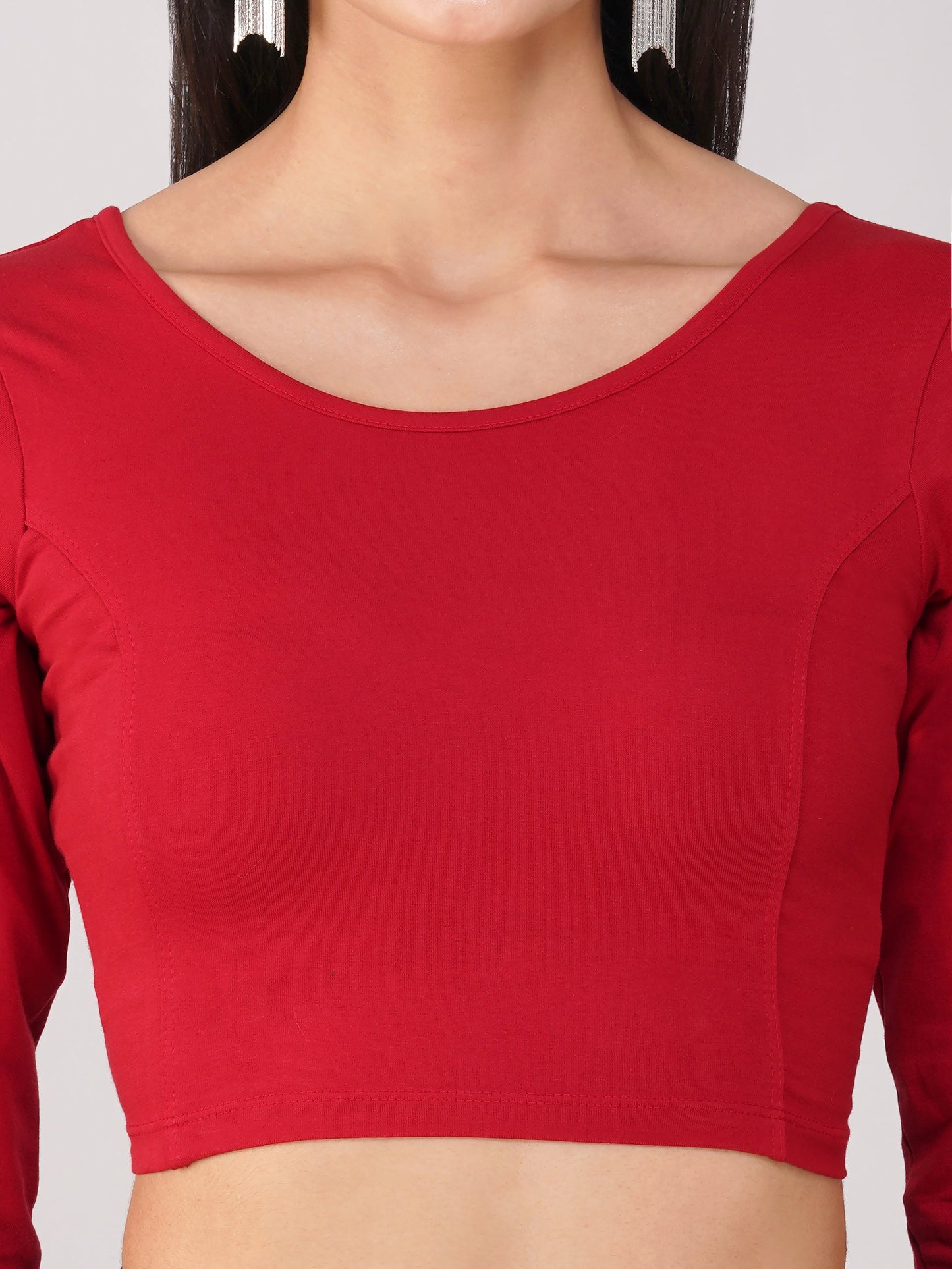 Dhiyona ST Women's ComfortEase 4-Way Stretch Red Long Sleeve Blouse