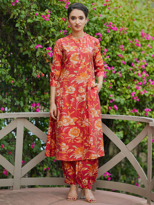 Abstract Printed Regular Kurta with Salwar