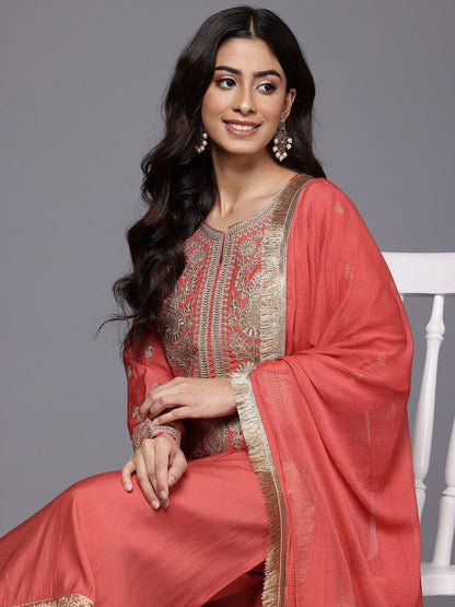 Dhiyona VA Women Embroidered Kurta with Palazzos & Dupatta