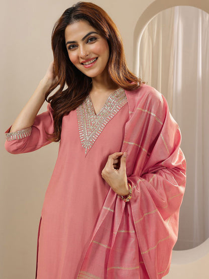 Women Ethnic Motifs Yoke Design Regular Sequinned Kurta with Trousers & With Dupatta
