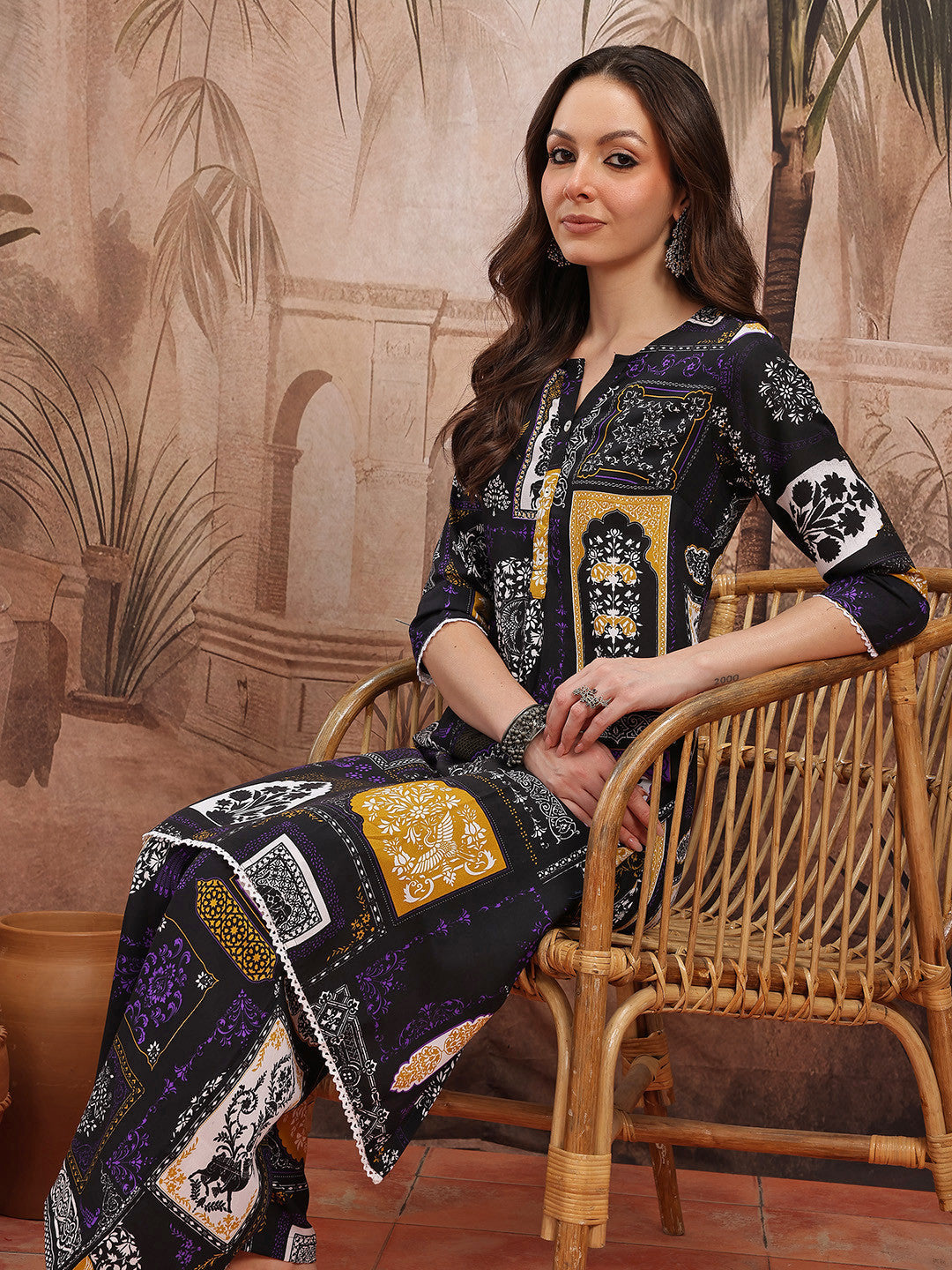 Ethnic Motifs Printed Regular Kurta With Palazzos