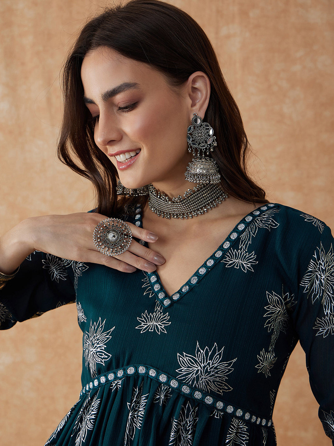 Floral Printed A-Line Kurta & Palazzo