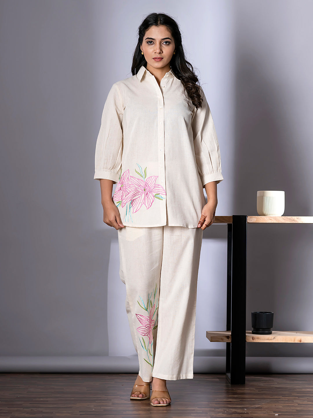 Tripti Pearl Embroidery Cotton Co-ord Set