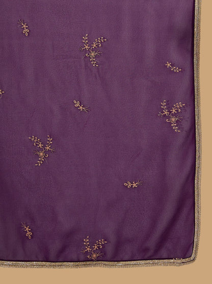 Dhiyona SN Floral Embroidered Square Neck Sequinned Kurta & Palazzo With Dupatta