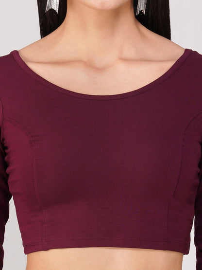 Dhiyona ST Women's ComfortEase 4-Way Stretch Wine Long Sleeve Blouse