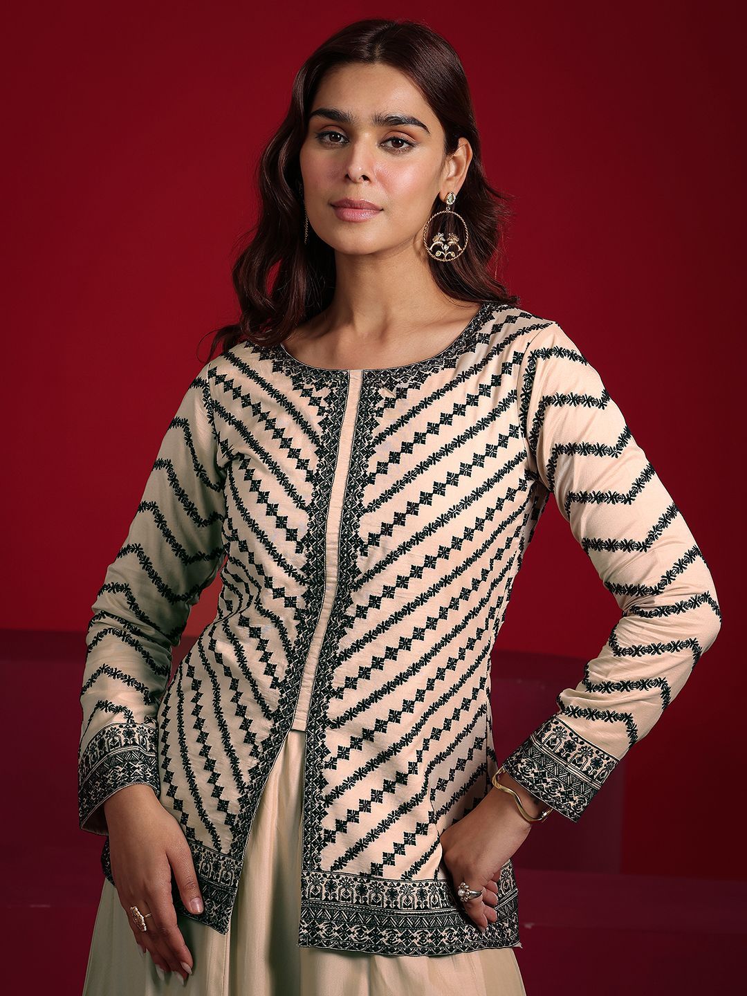 Dhiyona LL Ethnic Motifs Embroidered Straight Kurti With Palazzos & Dupatta