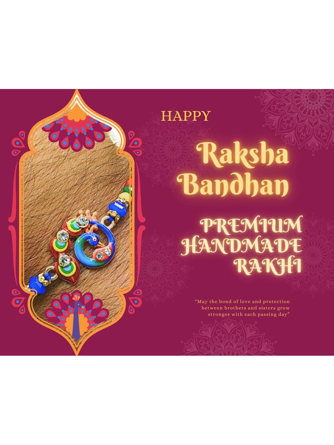 Dhiyona Set Of 6 Beaded Cotton Thread with AD Stones & Meenakari Designer Rakhi for Brother