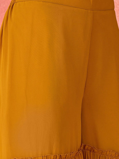 Dhiyona SN Floral Embroidered V-neck Straight Kurta With Sharara And Dupatta