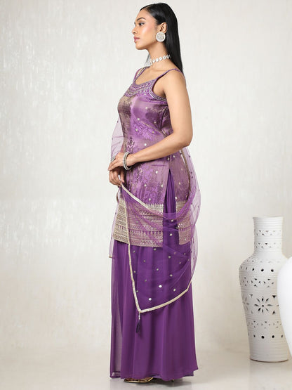 Dhiyona SO Women's Women Embroidered Regular Sequinned Kurta with Palazzos & With Dupatta