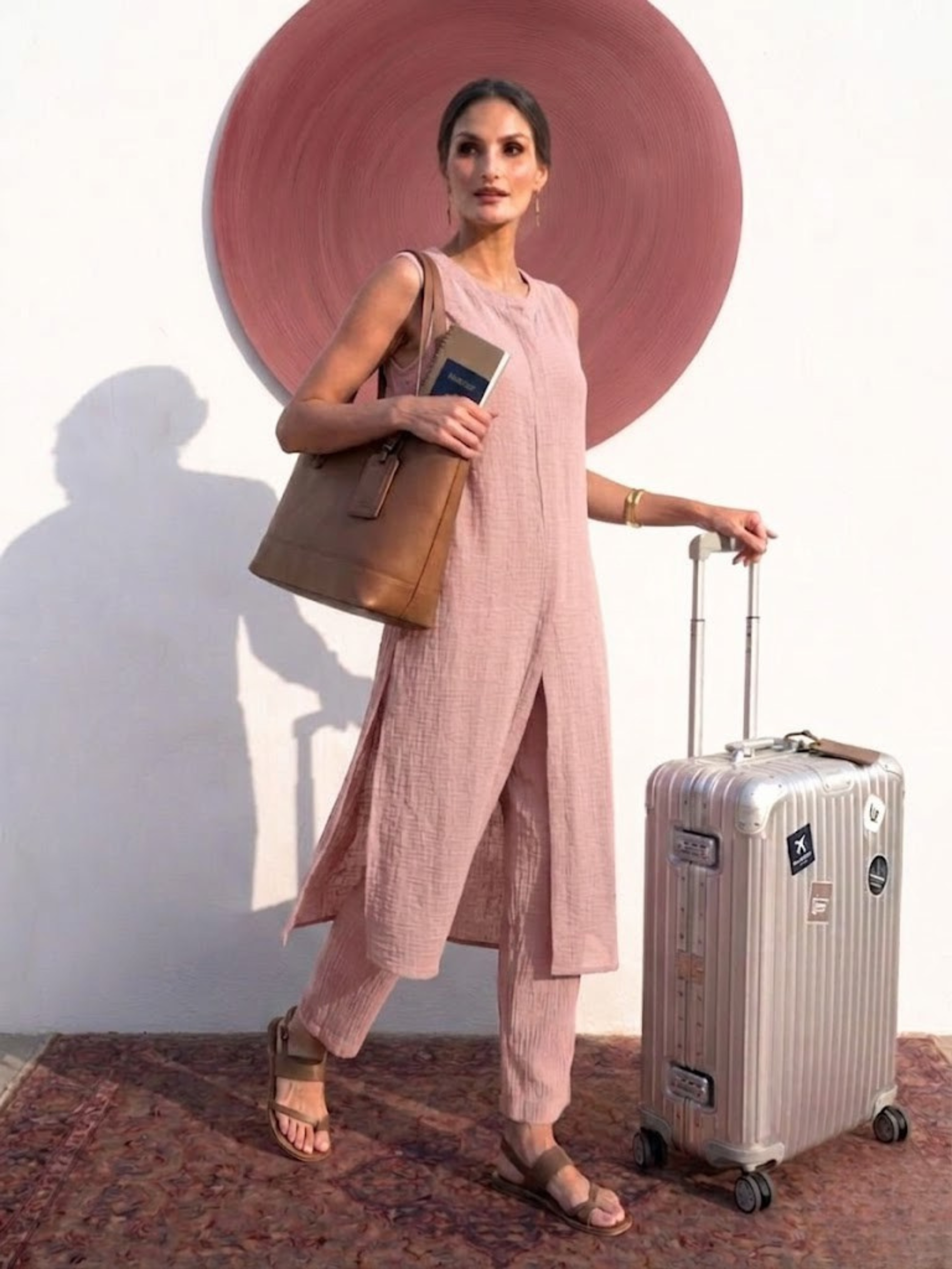 Dhiyona ST Swtantra Blush Pink Easy Addictive Travel Airflow Sleeveless Kurta and Pant Set