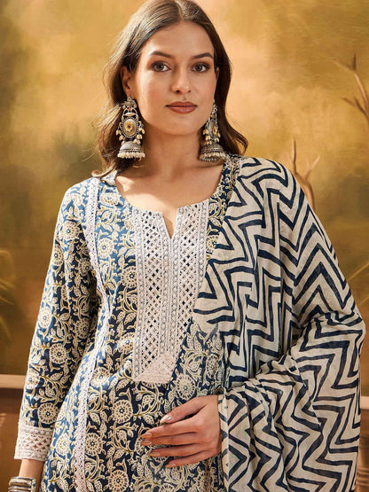 Printed Kurta Trouser With Dupatta