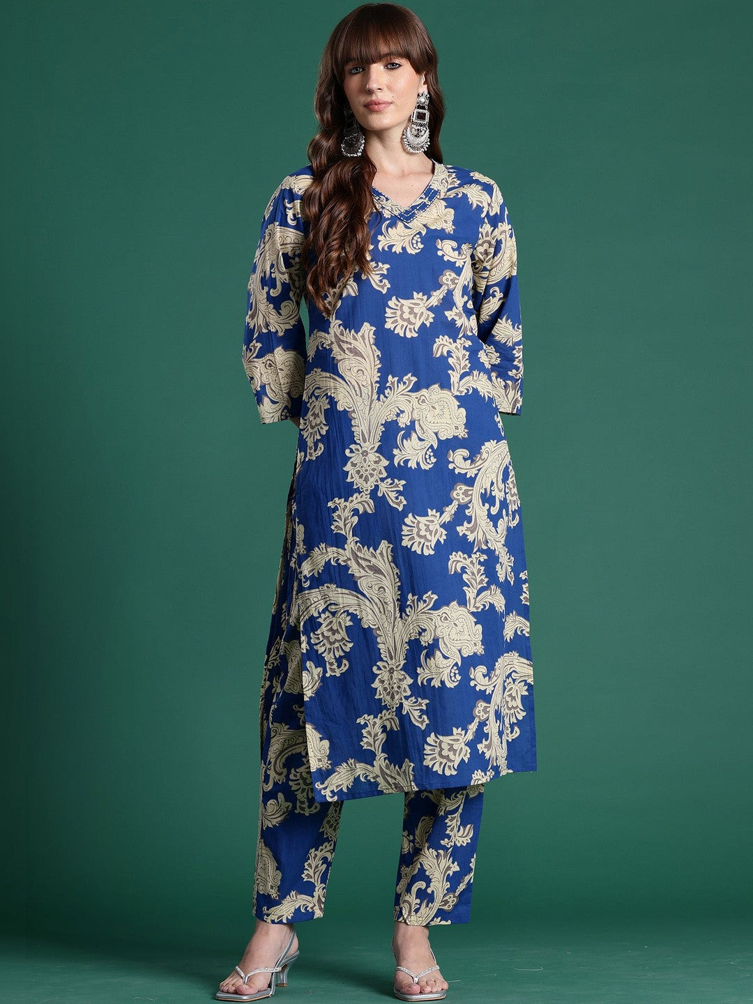 Women Ethnic Motifs Printed Regular Pure Cotton Kurta with Trousers