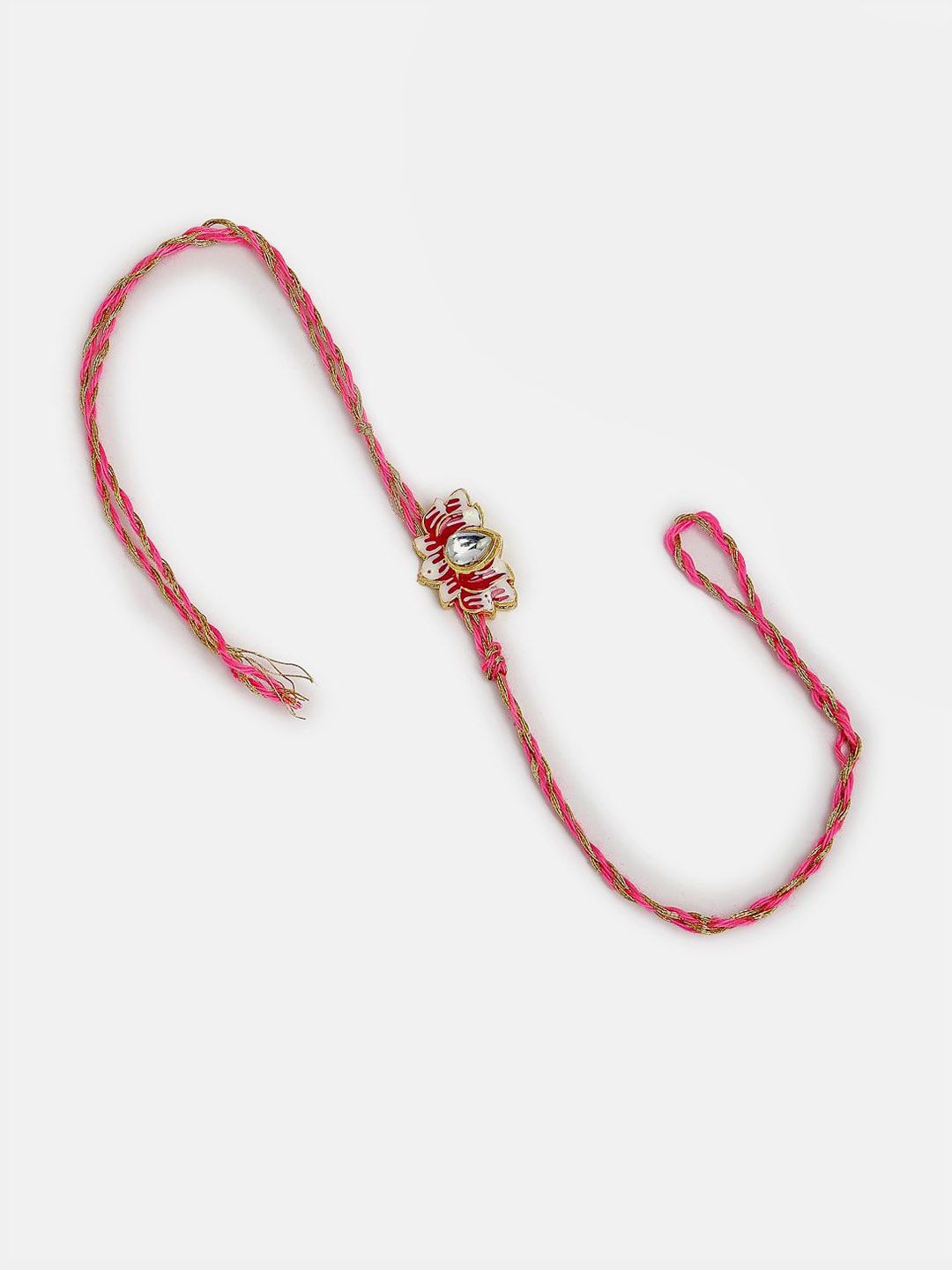 Dhiyona Pack Of 2 Kundan Studded & Beaded Bhaiya Bhabhi Rakhi With Roli Chawal