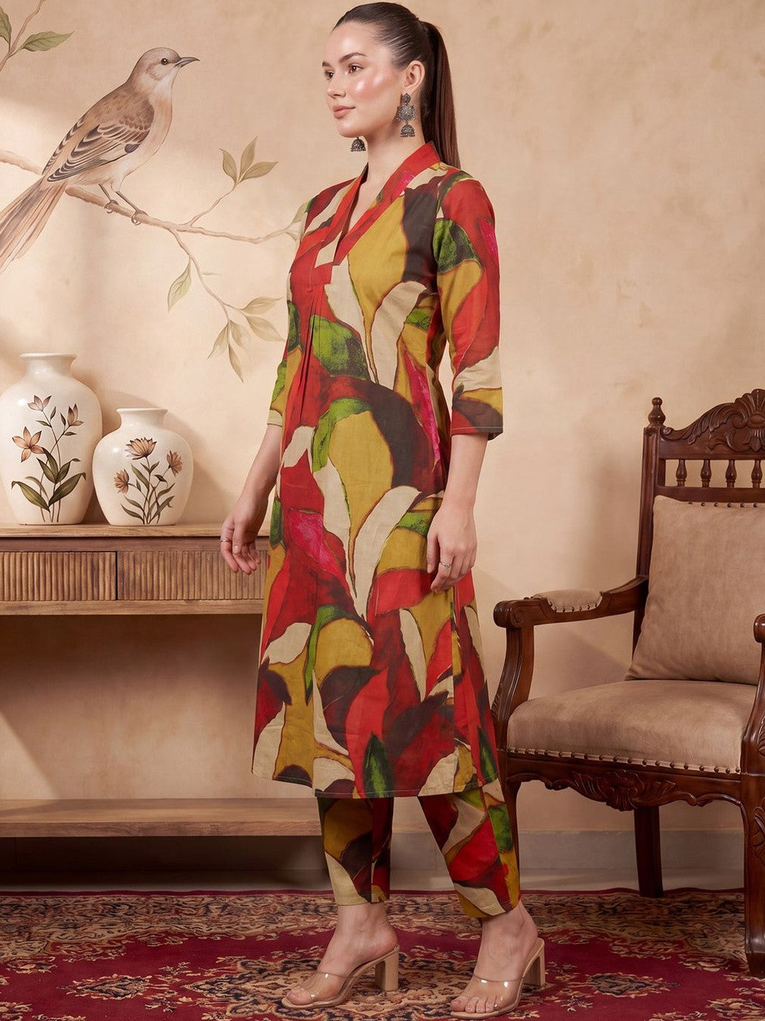 Women Printed Regular Pure Cotton Kurta with Trousers