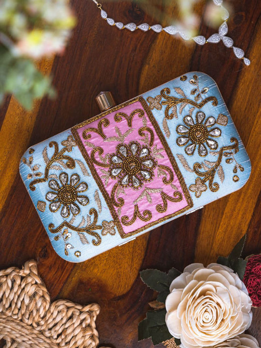 Dhiyona NR Floral Embroidered Box Clutch