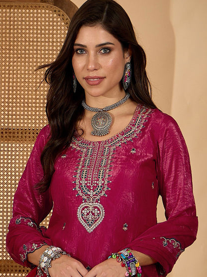 Dhiyona SN Women Floral Embroidered Kurta With Palazzos & Dupatta