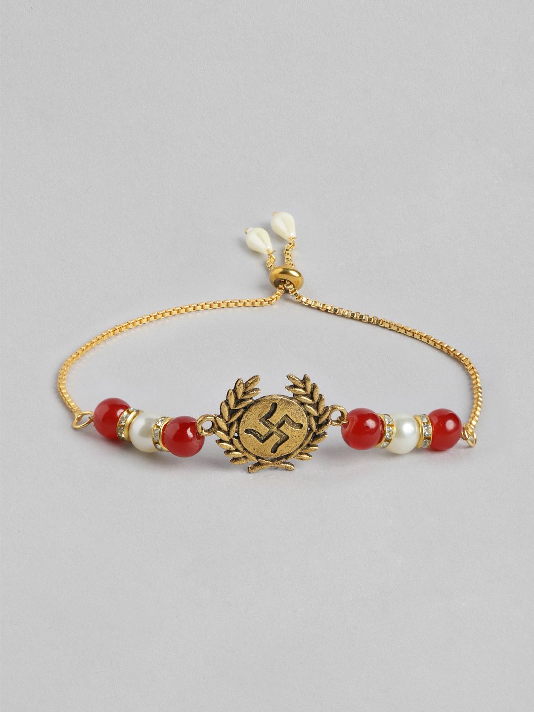 Dhiyona Unisex Set of 2 Beaded Bhai Bhabhi Rakhis With Roli & Chawal
