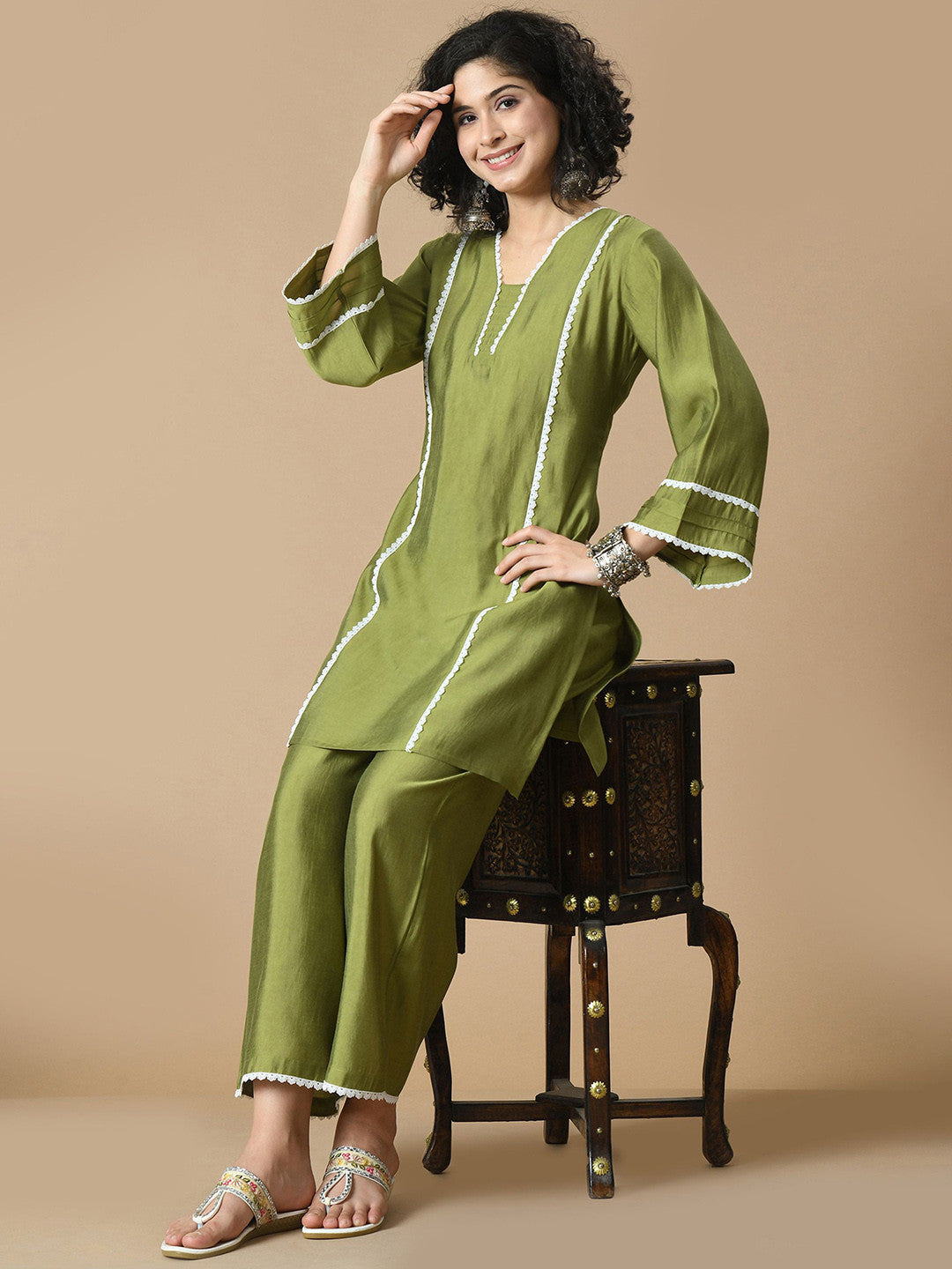 V-Neck Kurta with Palazzos