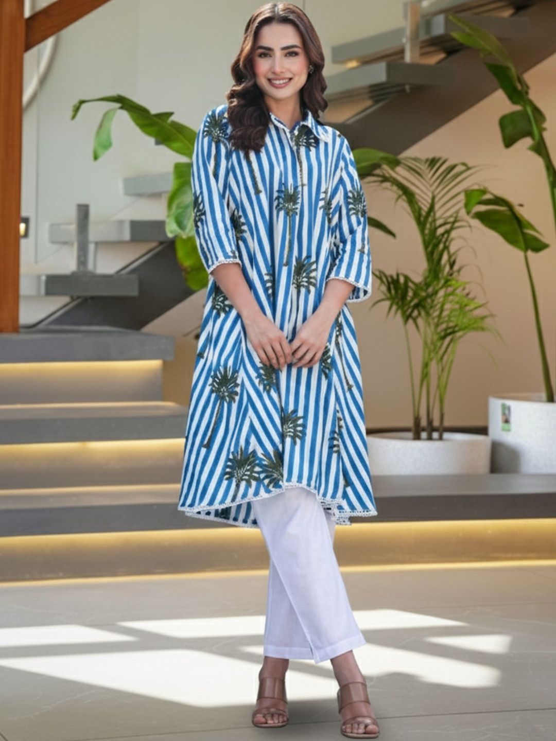 Women Printed Regular Pure Cotton Kurta with Trousers