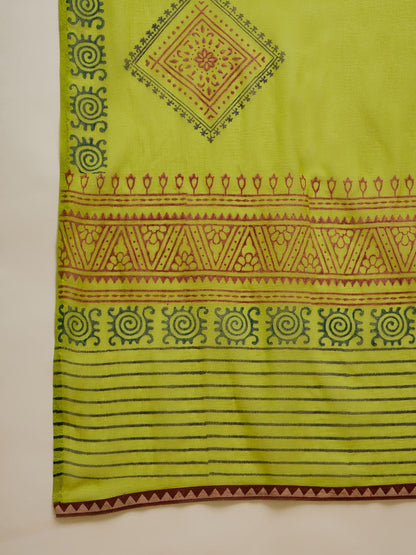 Square Neck Kurta Trousers & Dupatta