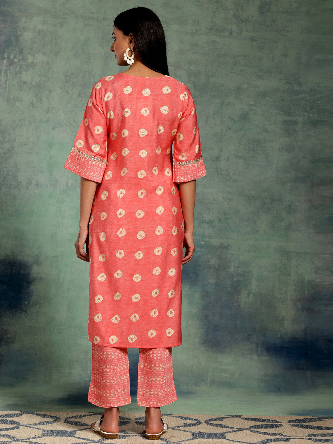 Women Ethnic Motifs Printed Regular Thread Work Kurta with Trousers