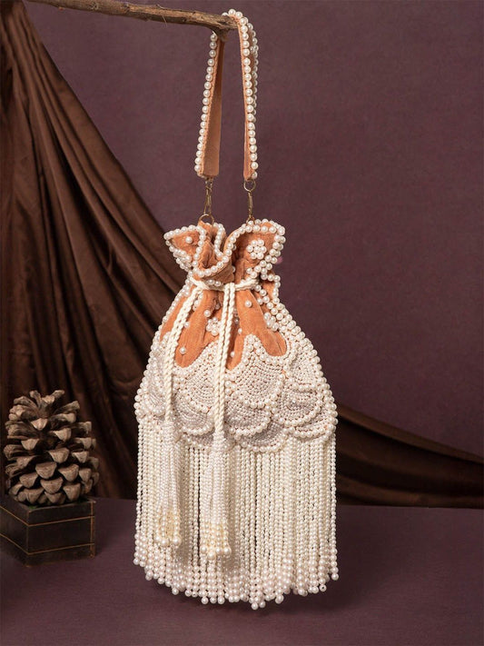 Dhiyona NR Embroidered Tasselled Potli Clutch