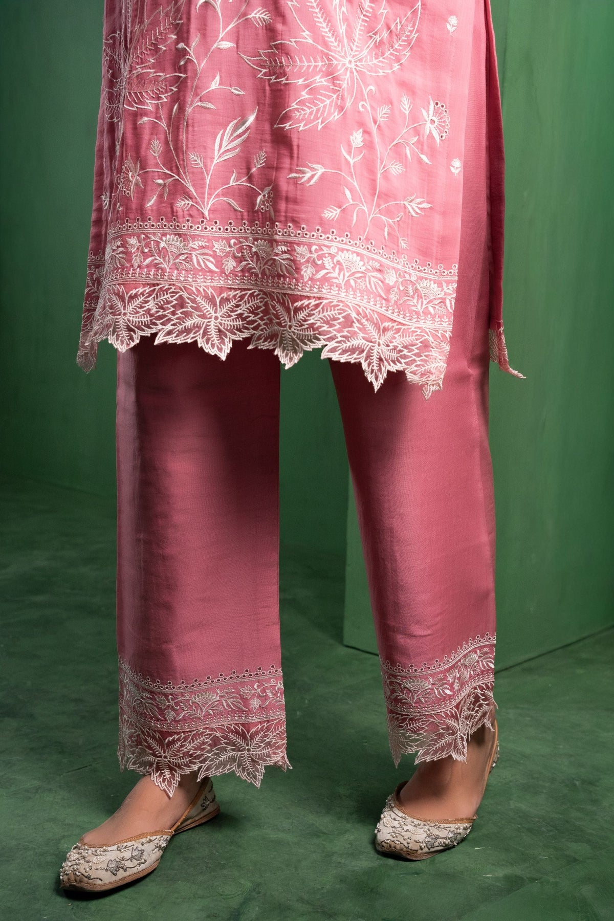 Ruh Mul Chanderi Embroidered Baby Pink  Suit Set