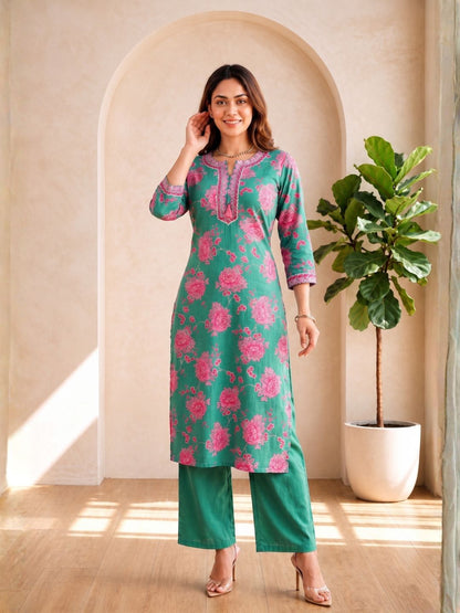 ITI shamrock COTTON KURTA PANT SET