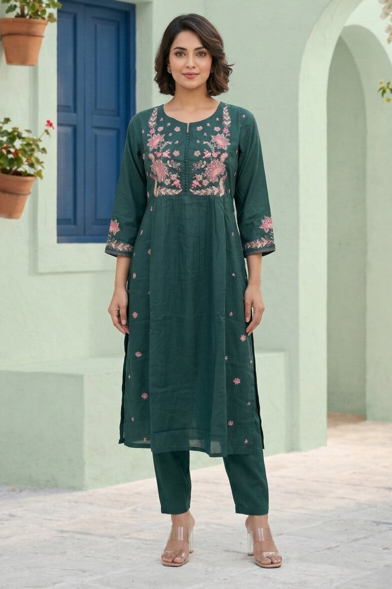 Chandri Myrtle Embroidered Kurta Pant Set