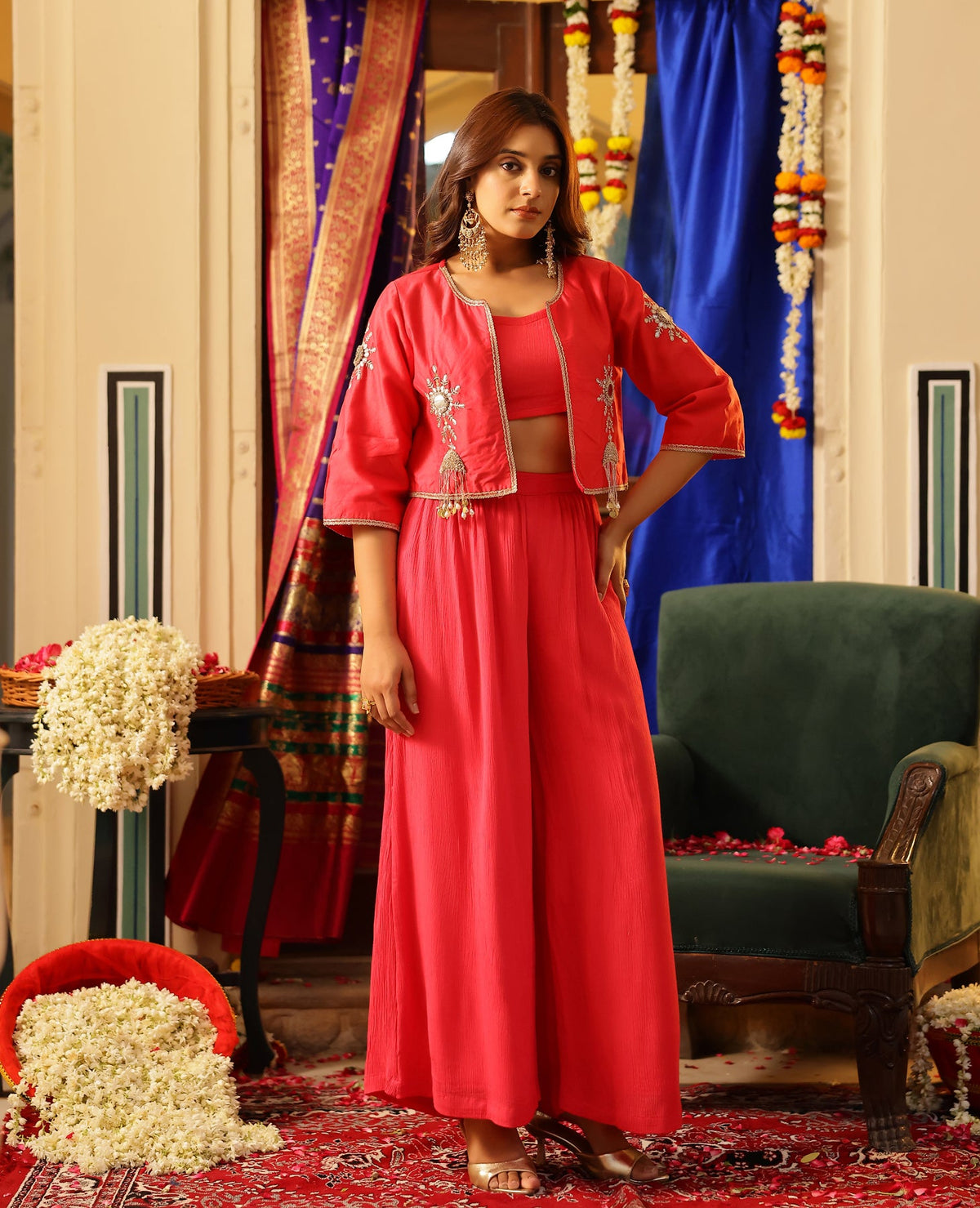 Avaran Light Pink Rayon Crush Coord Set