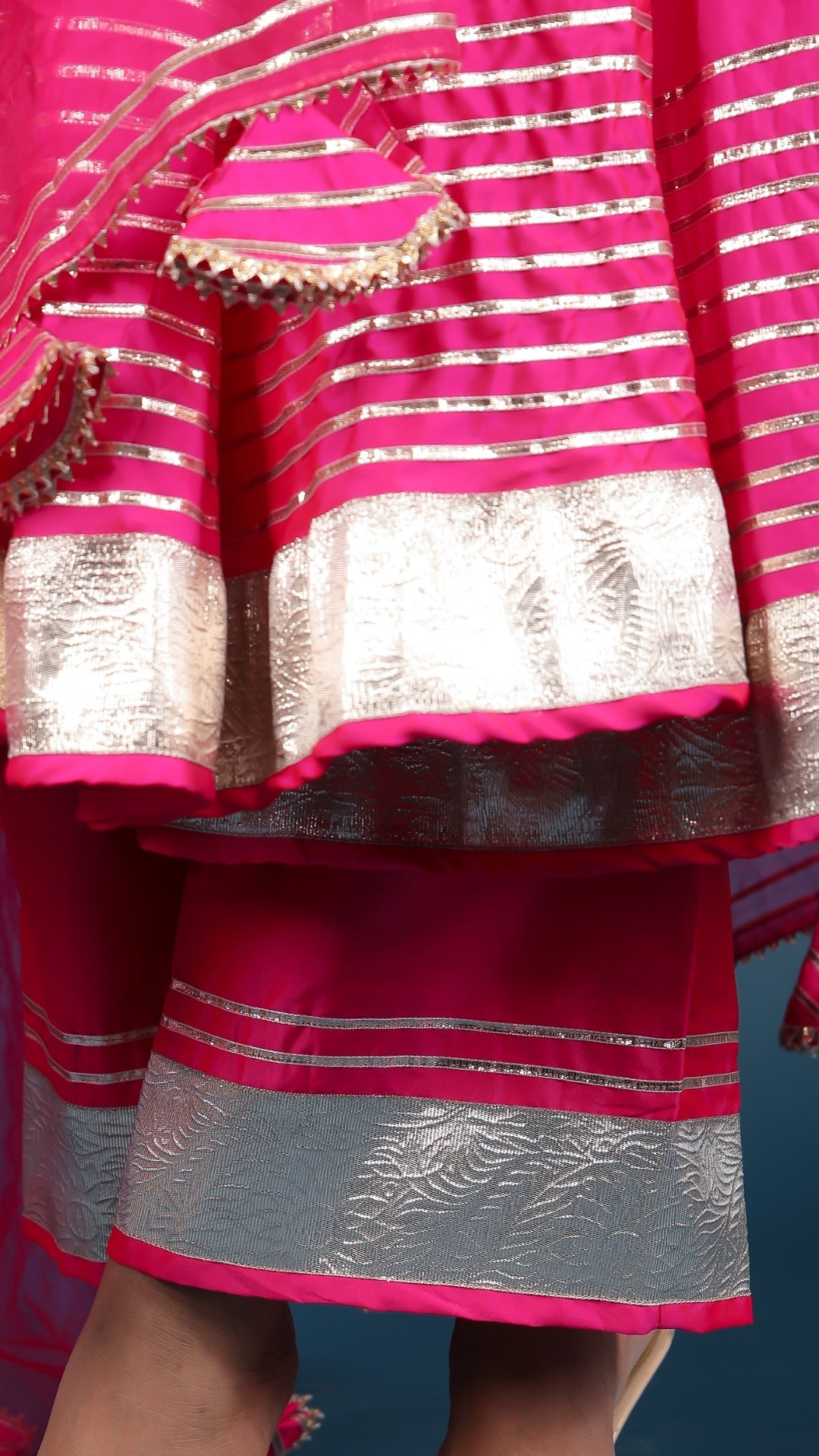 Amber Hot Pink Taffeta Silk Anarkali Set