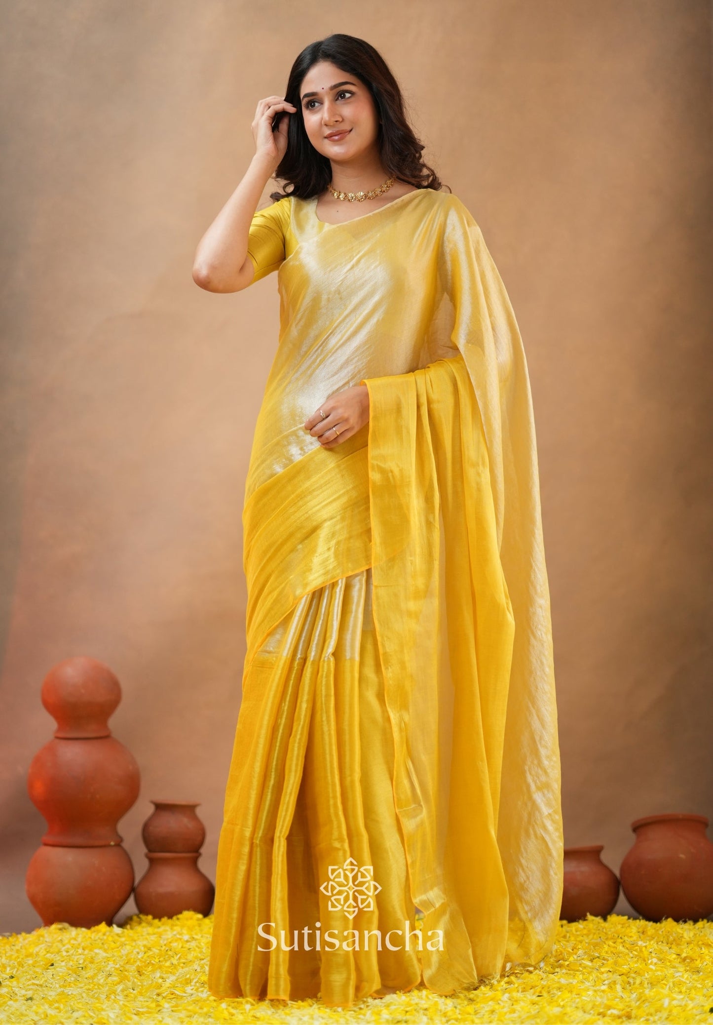 Dhiyona SS Regal Split Elegance Handloom Tissue Cotton Saree