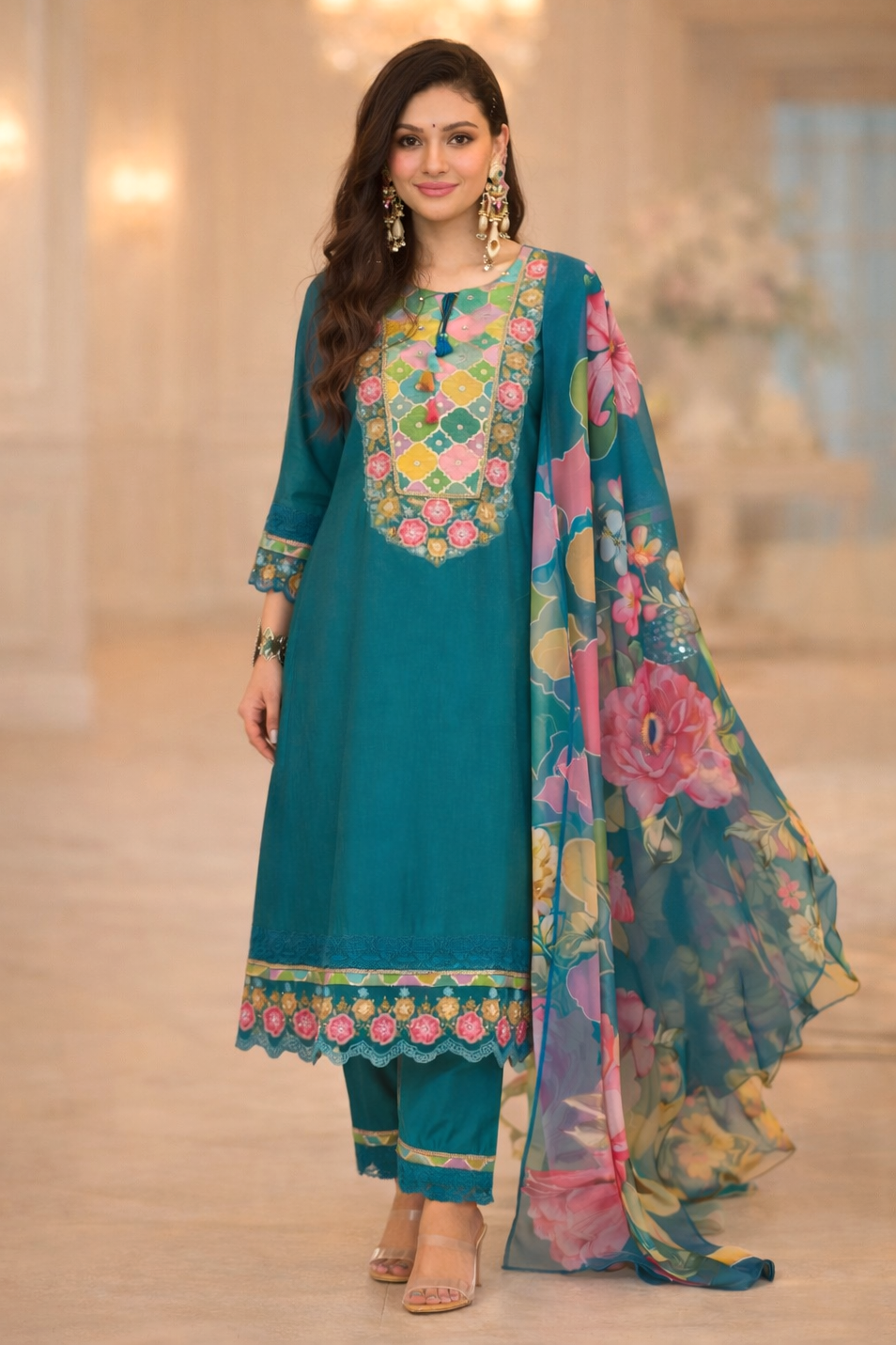 Nazia Peacock embroidery suit Set