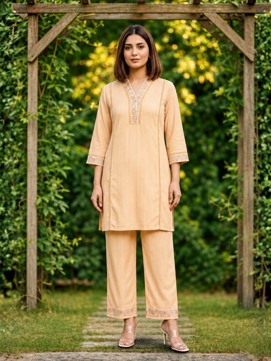 ITI CORAL COTTON KURTA PANT SET