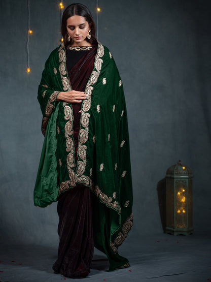 Dhiyona ST Velvet Green Shawl