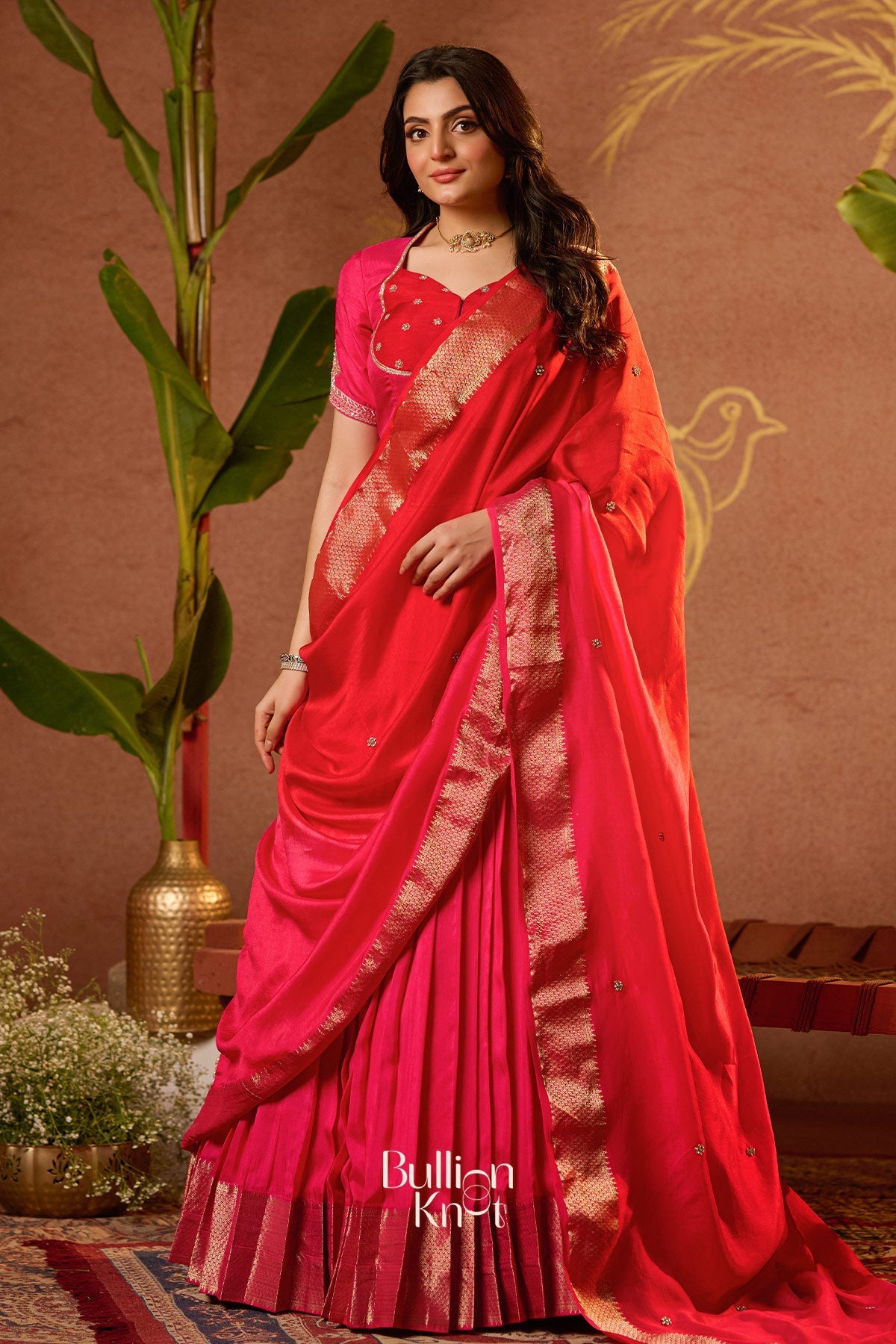 Dhiyona BN Pritti Lehenga Set in Rani Pink
