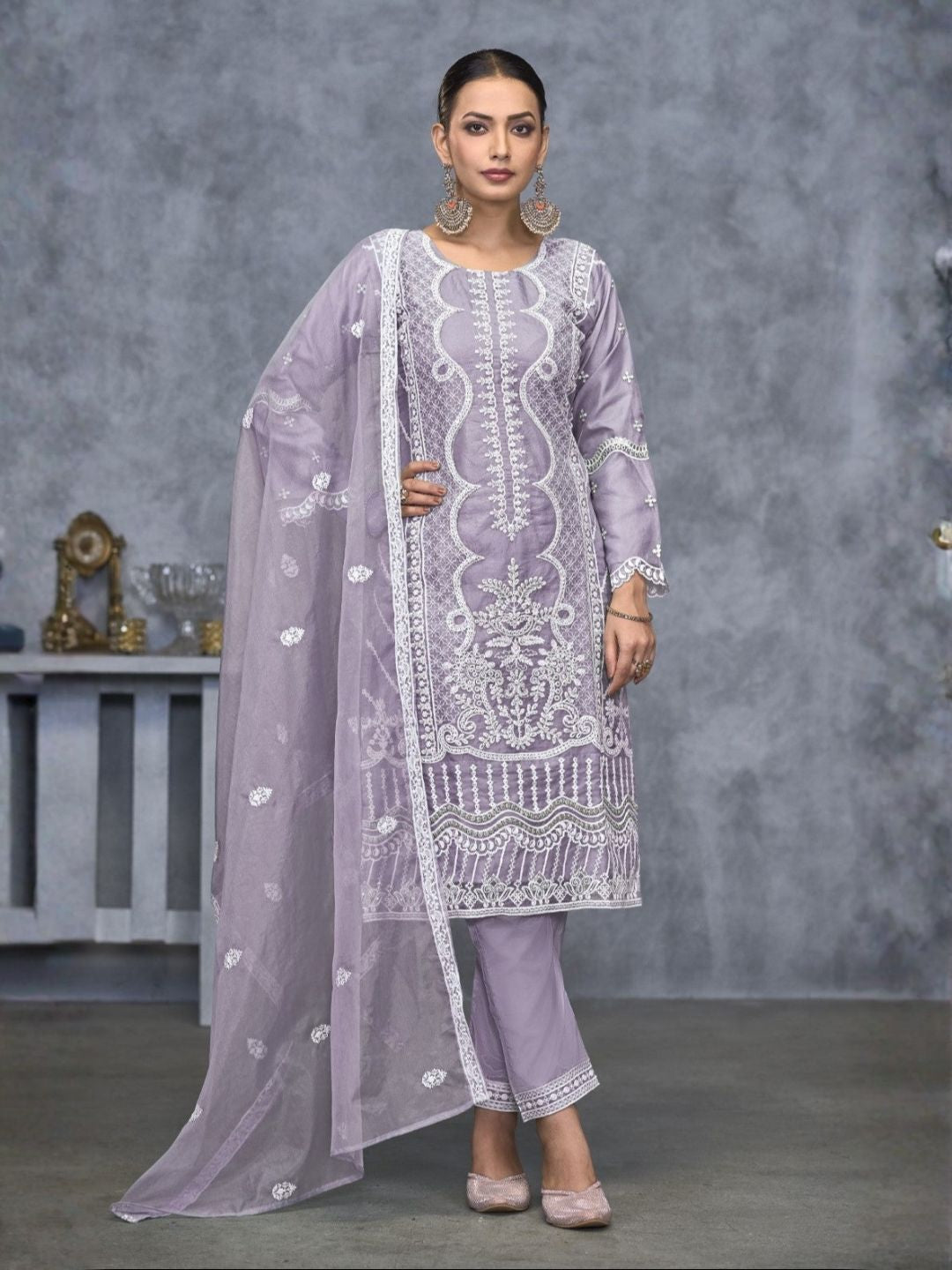 Mayuri Lavender Heavy Full Work Suit Set