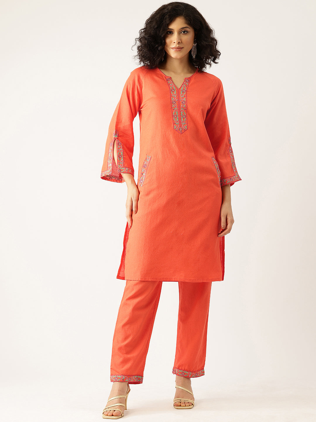 Raya Apricot Embroidery Co-ord Set