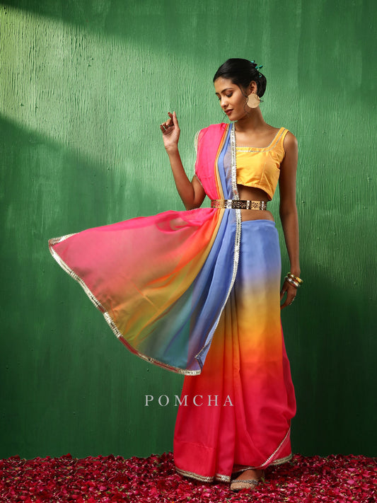 Adaa Multicolor Organza Saree