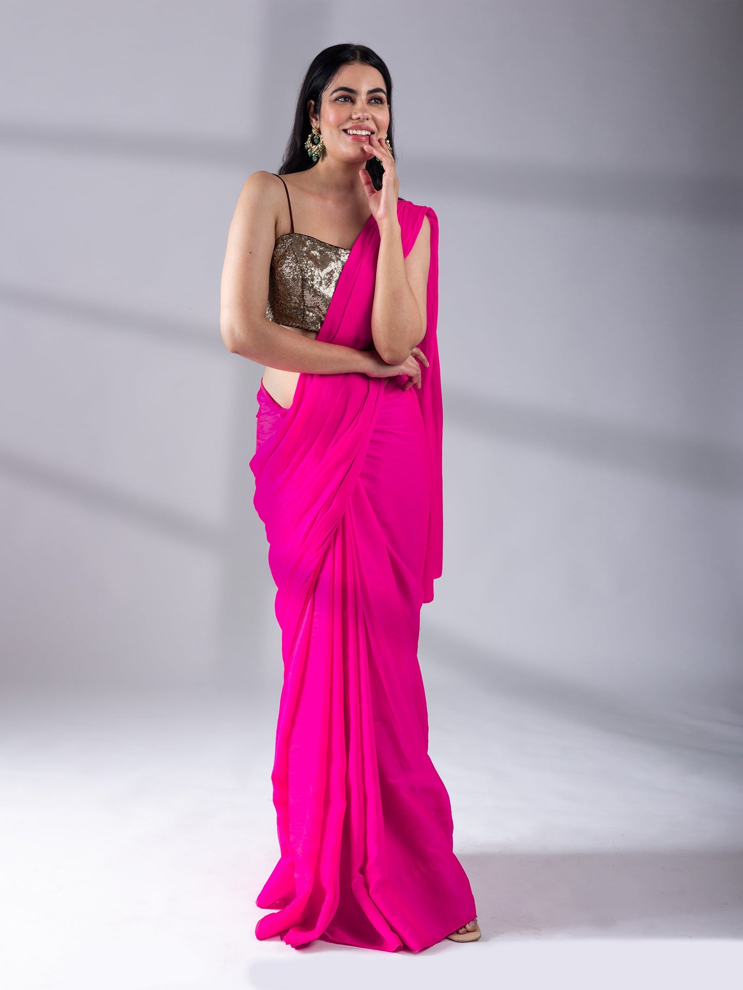 Dhiyona ST Fuchsia Flush Paradise Satin Saree
