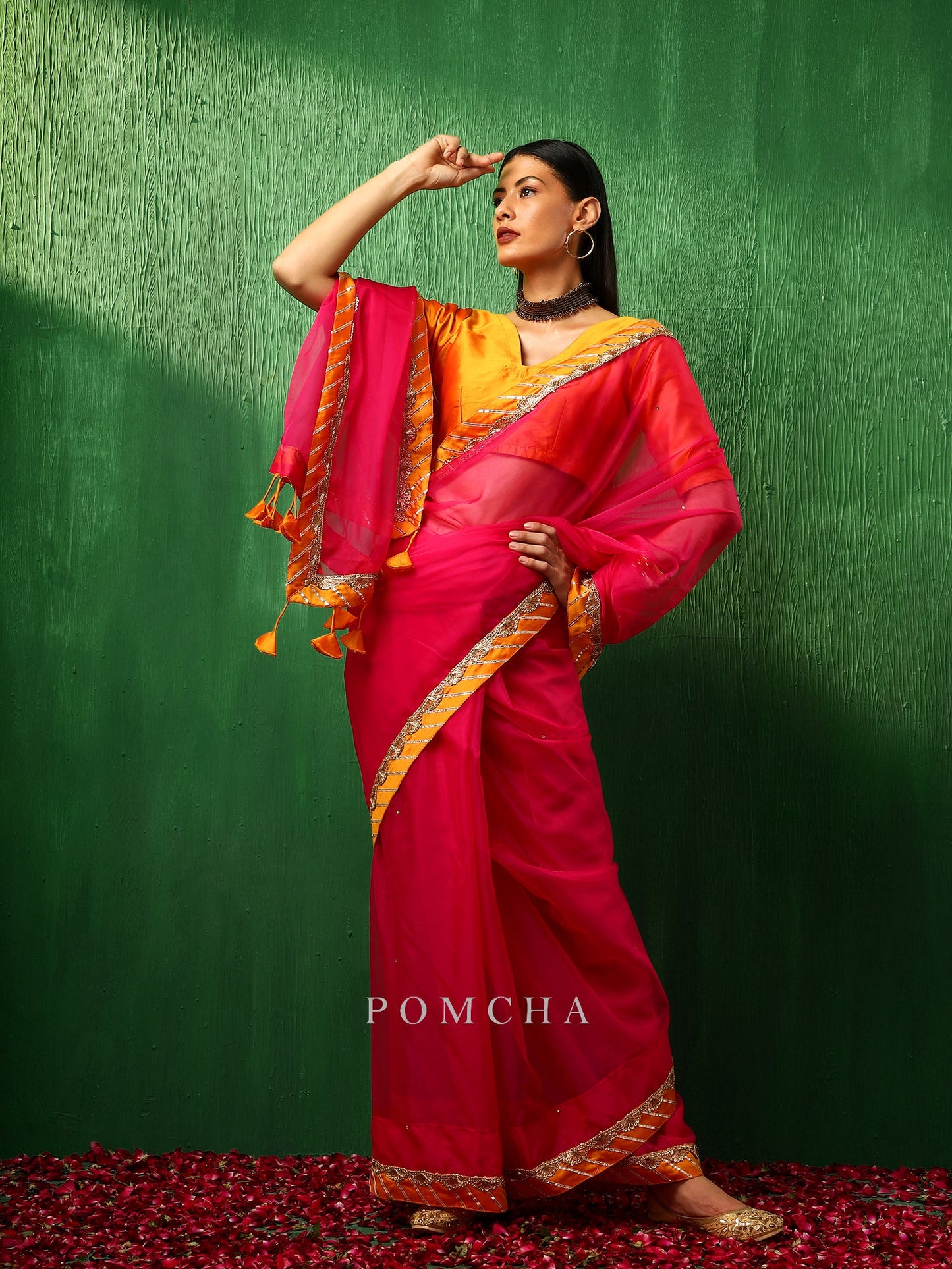 Adaa Rani Pink Organza Saree