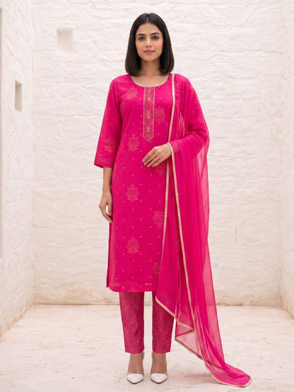 Shanti Raspberry Work Suit Set